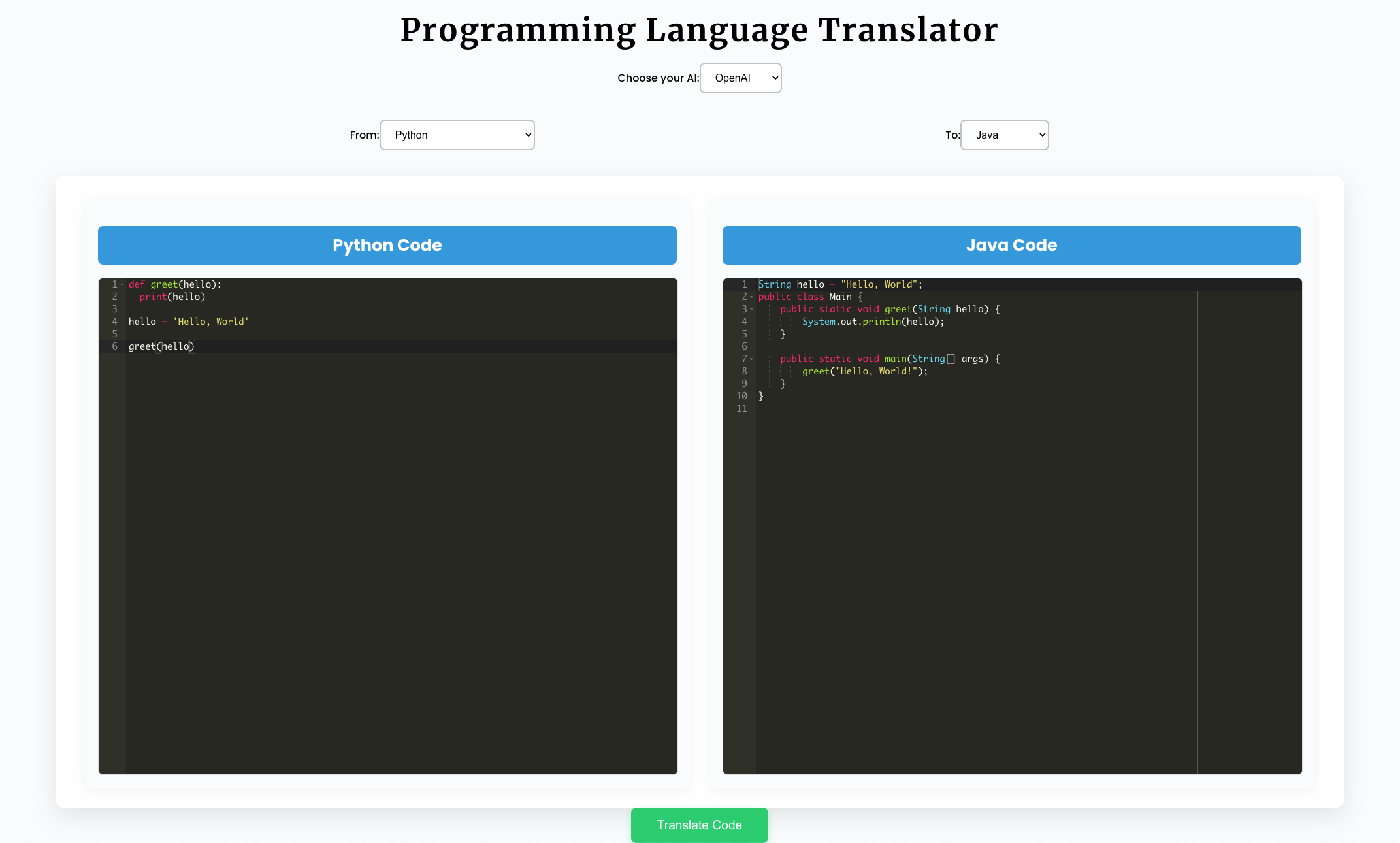 Code Translator App